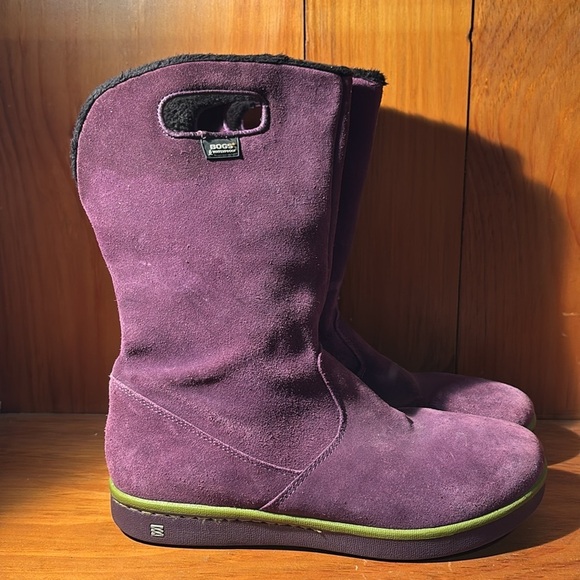 Bogs Other - Bogs Boga Purple Green Suede Leather Fleece Lined Waterproof Winter Boots Size 6